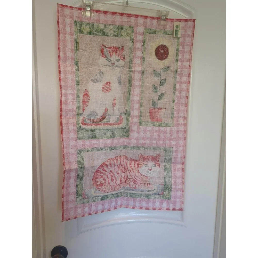 Ulster Weavers Tea Towel Gingham Sunflower CATS Irish Linen Cottage Farm Ireland